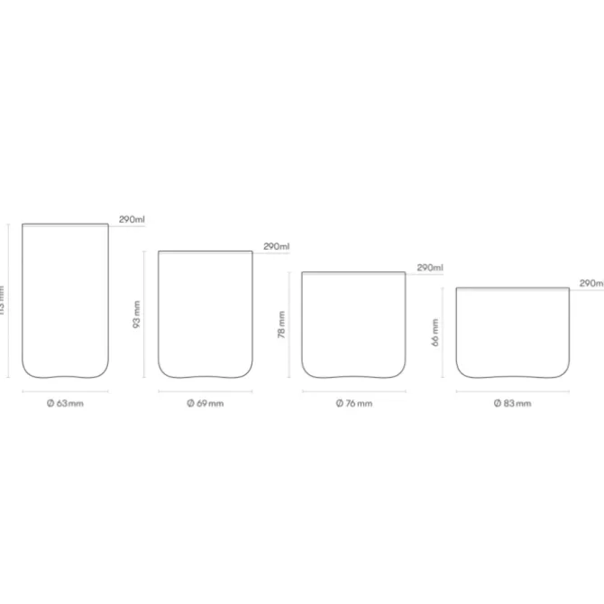 Aarke Nesting stapelbare glazen glas 4-delig