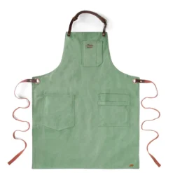 Alaskan Maker N°325 schort met nek- en middelband katoen Mint Green