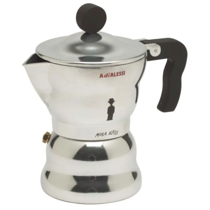 Alessi Moka mokapot 3-kops aluminium glans