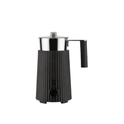 Alessi Plissé elektrische melkopschuimer 350 ml rvs zwart