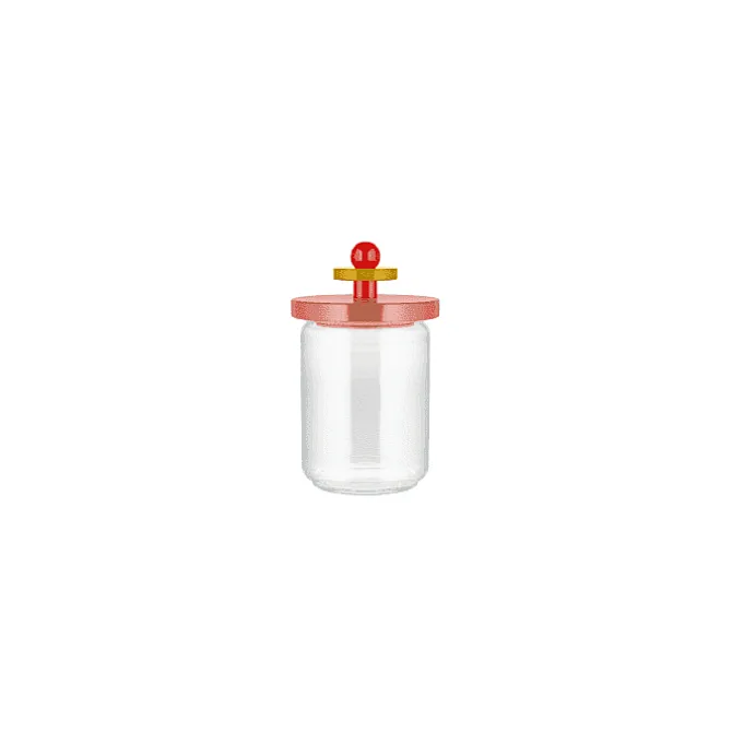 Alessi Twergi ES16/100 2 voorraadpot 1 liter glas hout rood