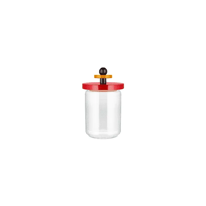 Alessi Twergi ES16/100 voorraadpot 1 liter glas hout rood