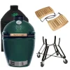 Big Green Egg Large barbecue ø 47 cm keramiek groen met onderstel en Acaciahouten zijtafels
