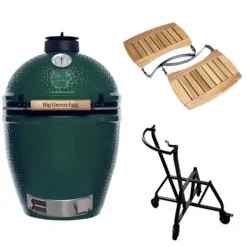 Big Green Egg Medium barbecue ø 38 cm keramiek groen met IntEGGrated Nest, Handler en Acaciahouten zijtafels