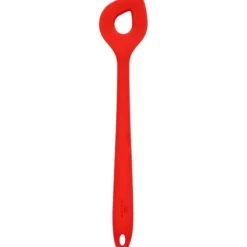 Birkmann roerlepel met gat 29,5 cm silicone kersrood