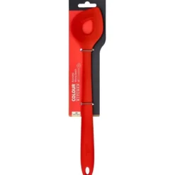 Birkmann roerlepel met gat 29,5 cm silicone kersrood