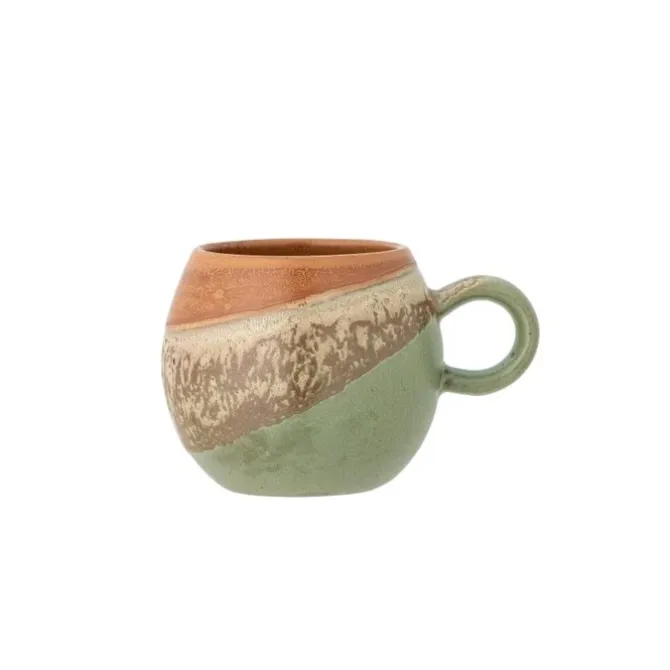 Bloomingville Paula mok ø 9 cm 275 ml aardewerk groen bruin