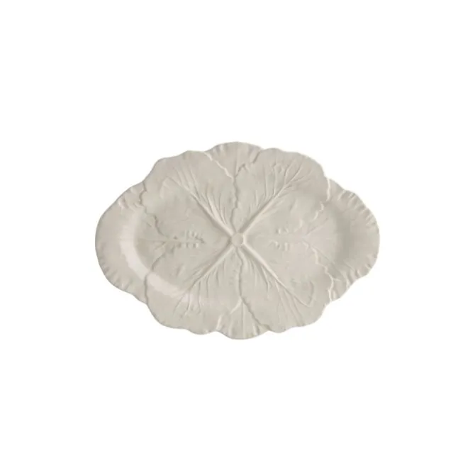 Bordallo Cabbage Small ovaal bord aardewerk crème