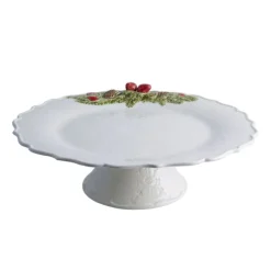 Bordallo Christmas Garland taartschaal op voet aardewerk