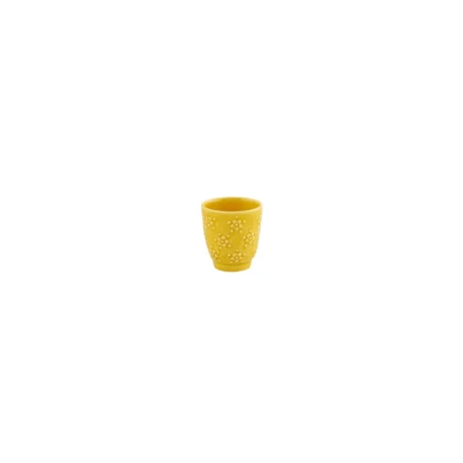 Bordallo Flora beker 100 ml aardewerk geel