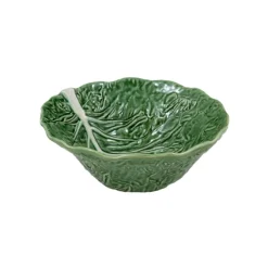 Bordallo koolblad diepe saladeschaal ø 29 cm aardewerk groen