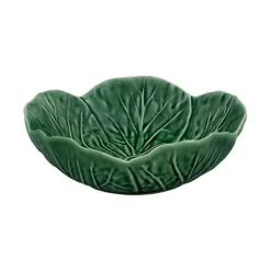 Bordallo koolblad kom ø 15 cm aardewerk groen