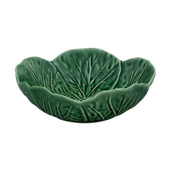 Bordallo koolblad kom ø 15 cm aardewerk groen