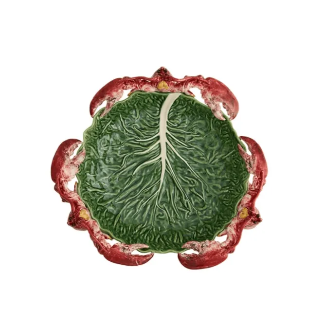 Bordallo koolblad schaal met kreeften ø 49,5 cm aardewerk groen