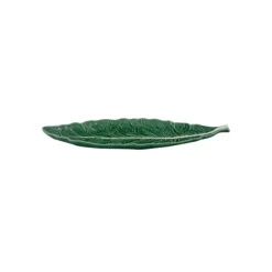 Bordallo koolblad schaal ovaal 40 cm aardewerk groen