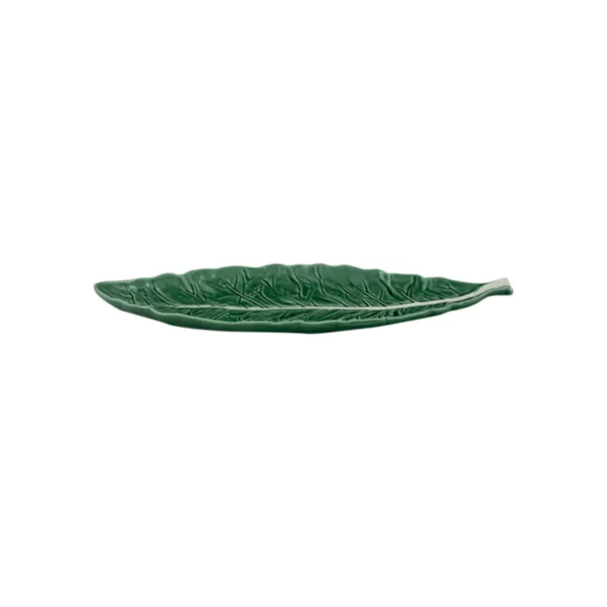 Bordallo koolblad schaal ovaal 40 cm aardewerk groen