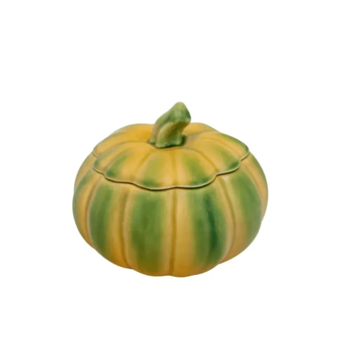 Bordallo pompoen pot met deksel 1,5 liter aardewerk geel/groen