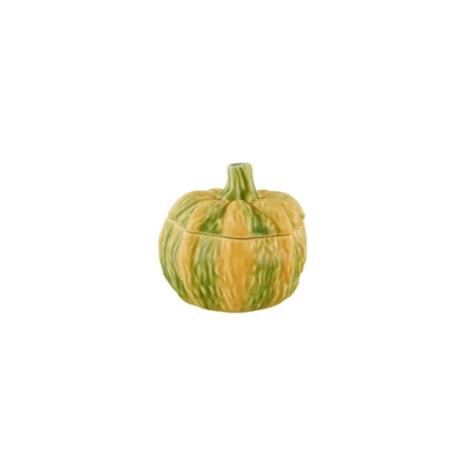 Bordallo pompoen pot met deksel 750 ml aardwerk geel/groen