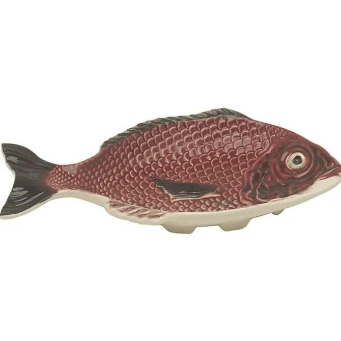 Bordallo vis schaal 26 x 13 cm aardewerk roze