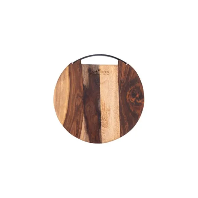 Bowls and Dishes Pure Rose Wood serveerplank ø 25 cm met 1 metalen handvat