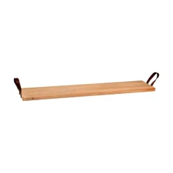 Bowls and Dishes Puur Hout serveertray met lederen handgrepen 89 x 19,5 cm beukenhout