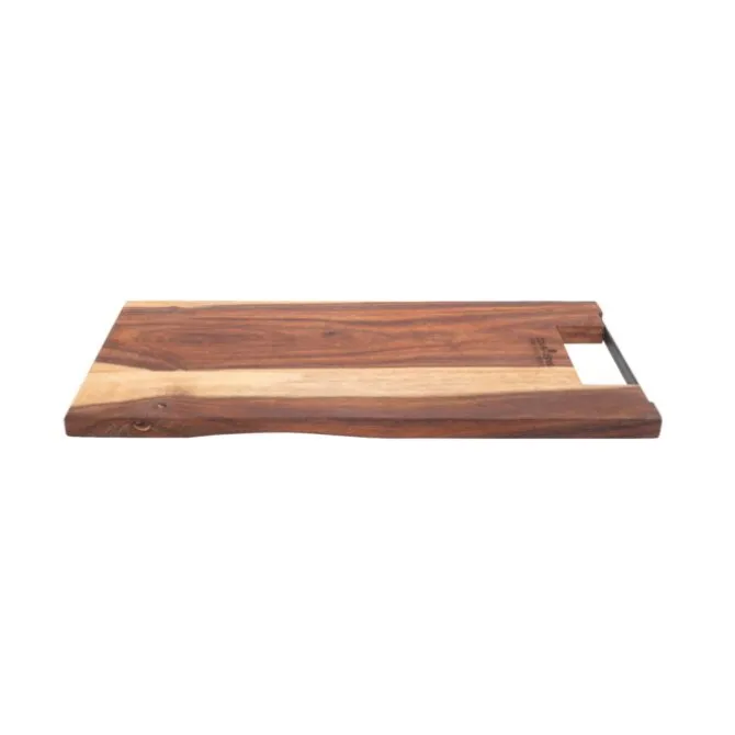Bowls and Dishes Rose Wood rechte serveerplank met metalen handvat 39 cm