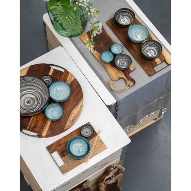 Bowls and Dishes Rose Wood rechte serveerplank met metalen handvat 30 cm