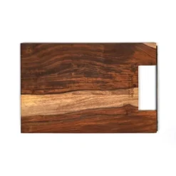 Bowls and Dishes Rose Wood rechte serveerplank met metalen handvat 30 cm