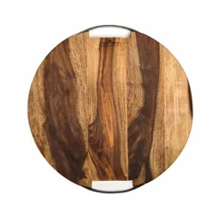 Bowls and Dishes Rose Wood ronde serveerplank met metalen handvat ø 39 cm