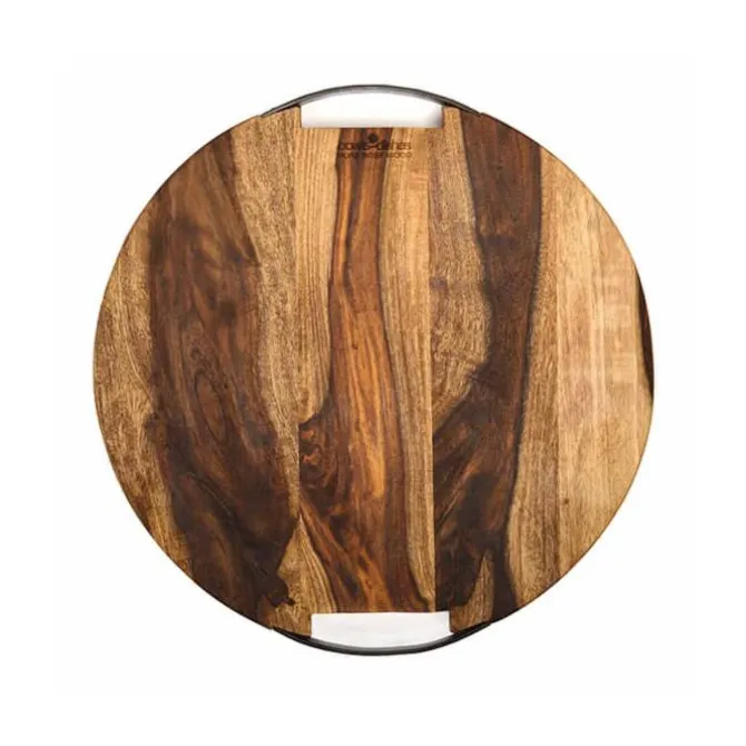 Bowls and Dishes Rose Wood ronde serveerplank met metalen handvat ø 39 cm