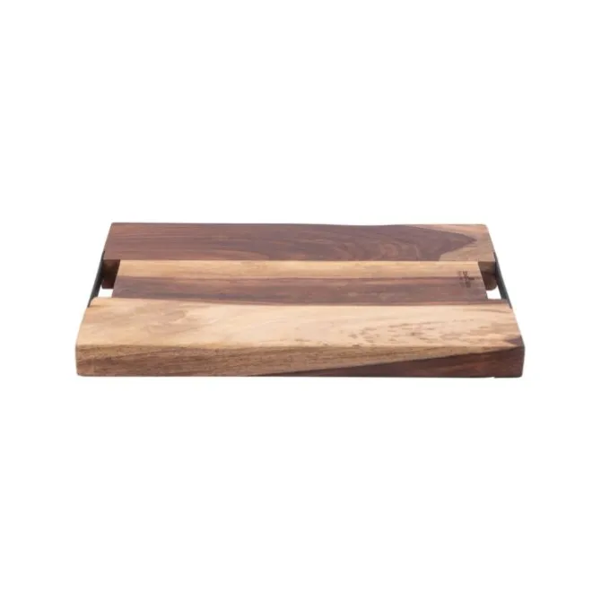 Bowls and Dishes Rose Wood serveerplank met metalen handvatten 45 x 35 cm