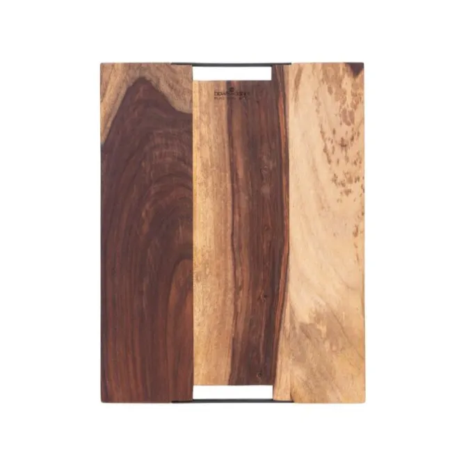 Bowls and Dishes Rose Wood serveerplank met metalen handvatten 45 x 35 cm