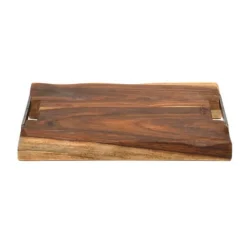 Bowls and Dishes Rose Wood serveerplank met metalen handvatten 40 x 30 cm