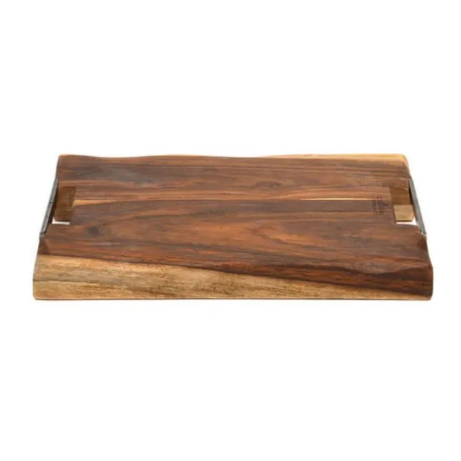 Bowls and Dishes Rose Wood serveerplank met metalen handvatten 40 x 30 cm