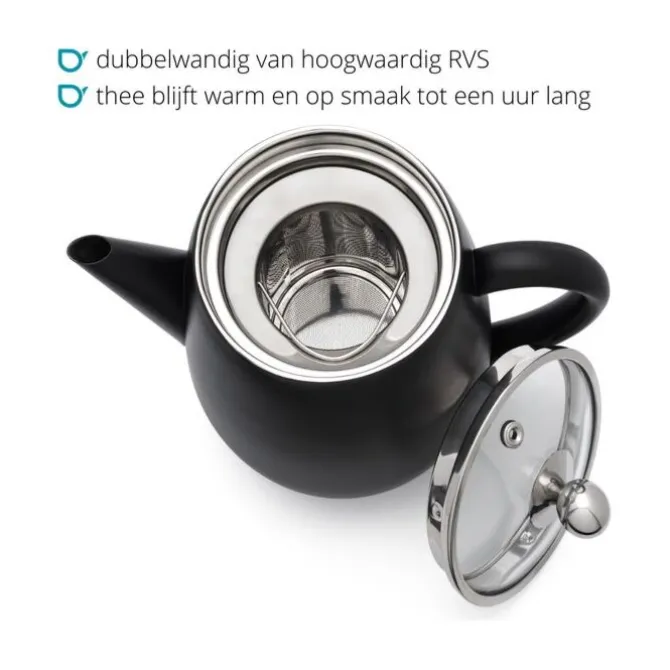 Bredemeijer Duet Eva theepot 500 ml rvs Matt Black