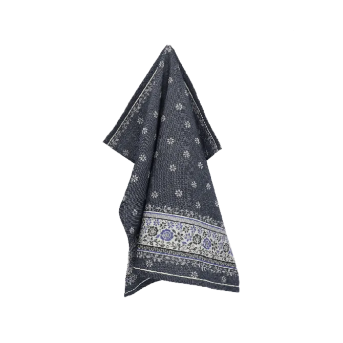 Bunzlau Castle Belle Fleur theedoek 65 x 65 cm katoen donkerblauw