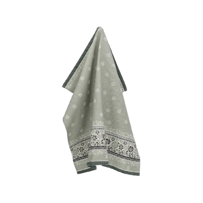 Bunzlau Castle Belle Fleur theedoek 65 x 65 cm katoen donkergroen
