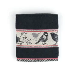 Bunzlau Castle Birds handdoek 53 x 60 cm katoen zwart