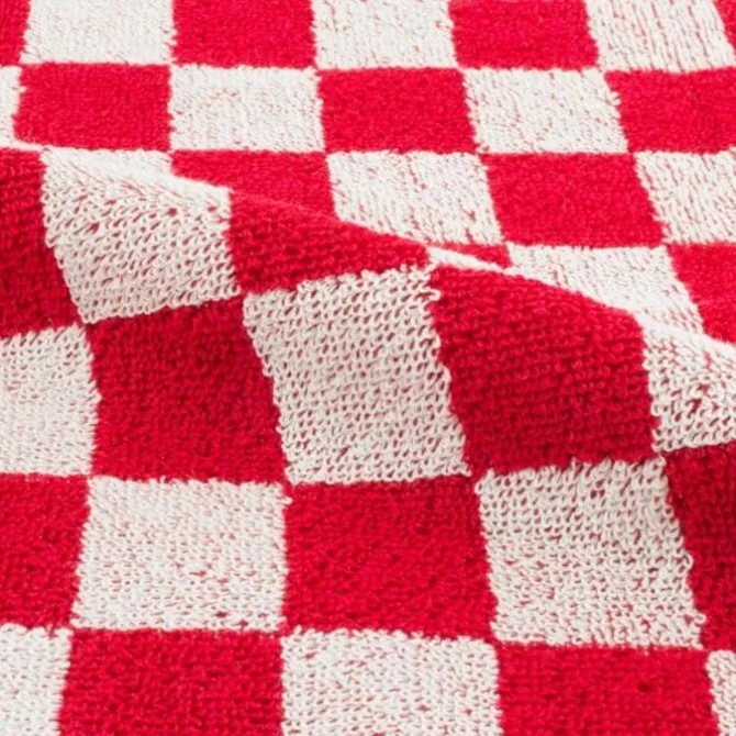 Bunzlau Castle Block handdoek 53 x 60 cm katoen rood