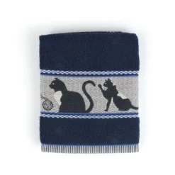 Bunzlau Castle Cats handdoek 53 x 60 cm katoen donkerblauw