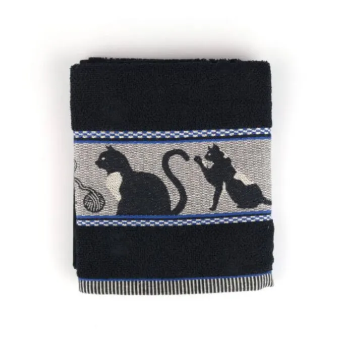 Bunzlau Castle Cats handdoek 53 x 60 cm katoen zwart