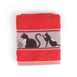 Bunzlau Castle Cats handdoek 53 x 60 cm katoen rood