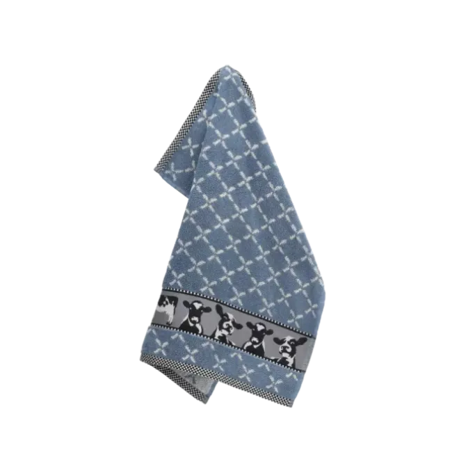 Bunzlau Castle Cows Grey/Blue handdoek 53 x 60 cm