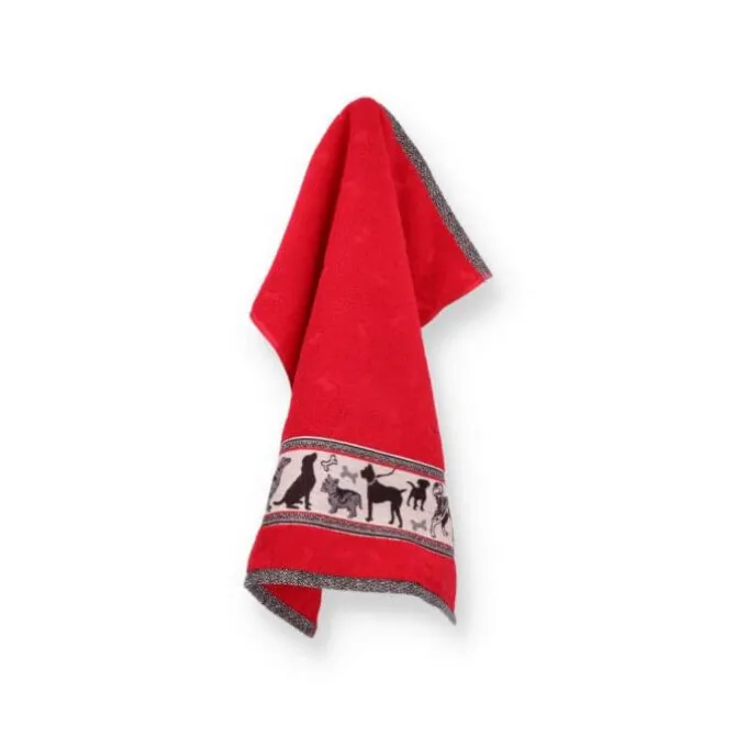 Bunzlau Castle Dogs handdoek 53 x 60 cm katoen rood
