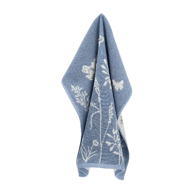 Bunzlau Castle Flowerbed handdoek 53 x 60 cm katoen Grey Blue