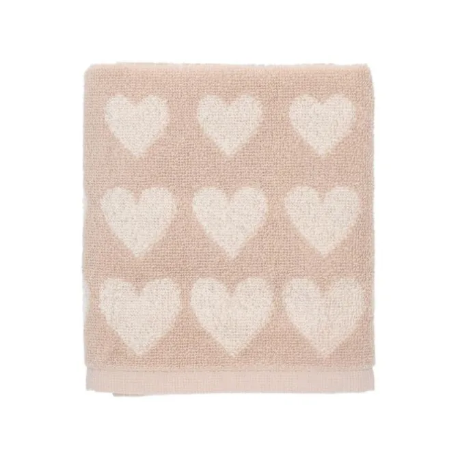 Bunzlau Castle Hearts handdoek 53 x 60 cm katoen beige