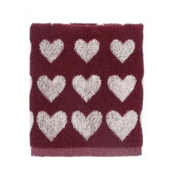 Bunzlau Castle Hearts handdoek 53 x 60 cm katoen Burgundy