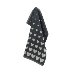 Bunzlau Castle Hearts handdoek 53 x 60 cm katoen Antraciet
