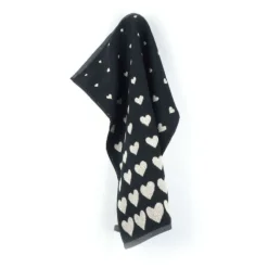 Bunzlau Castle Hearts handdoek 53 x 60 cm katoen zwart