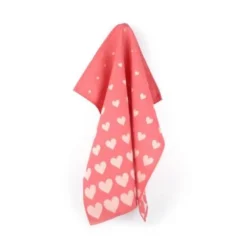 Bunzlau Castle Hearts theedoek 65 x 65 cm katoen rood